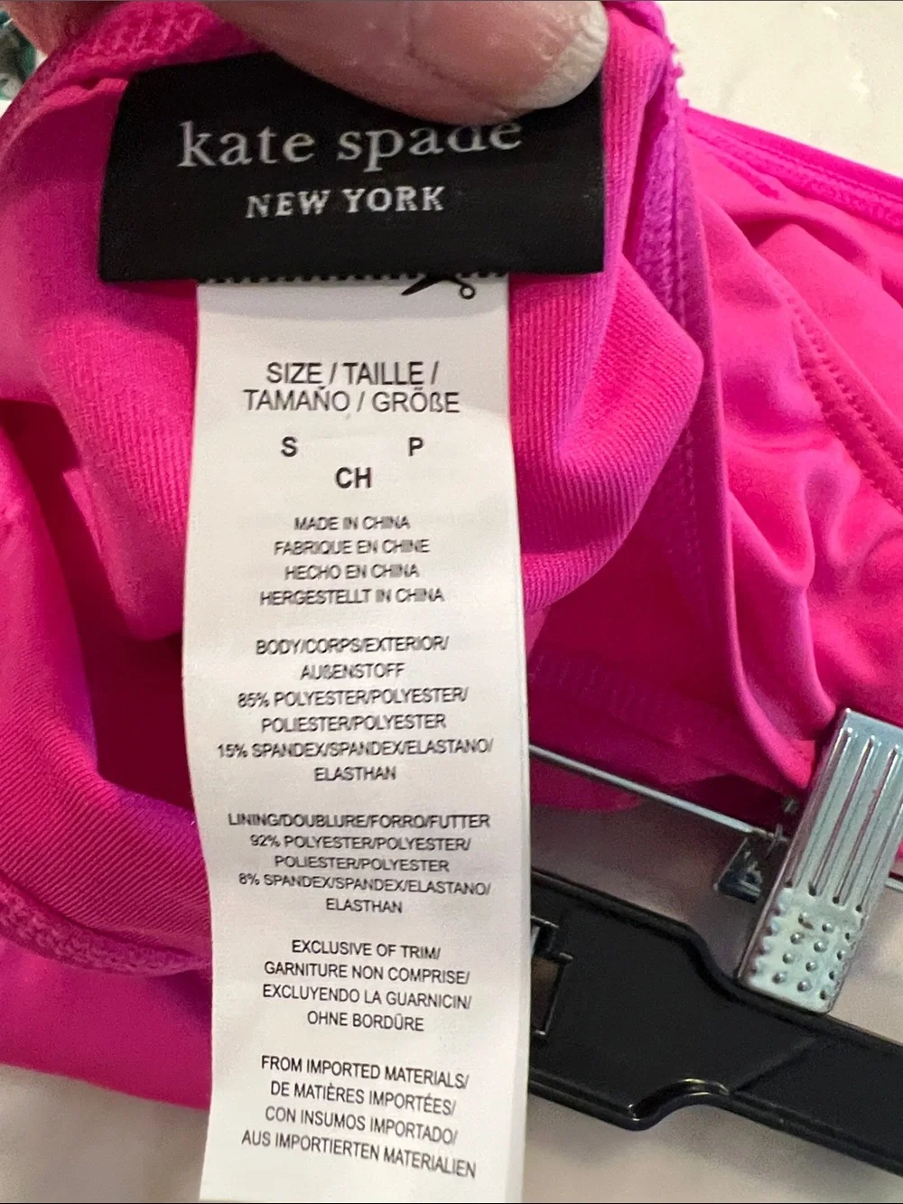 kate spade Hot Pink Floralv Bandeau Bikini Top large bottoms small FYI pads inc.